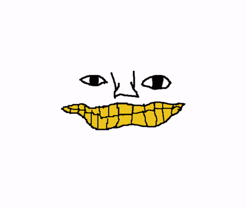 a drawing of a person 's face with a yellow mouth