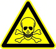 a yellow triangle sign with a skull and crossbones in it .