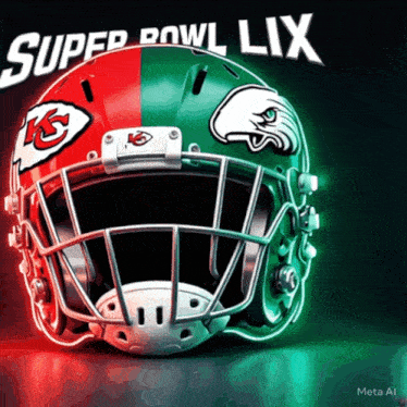 a poster for the super bowl lix with a helmet on it