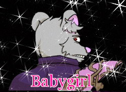 a cartoon of a bear with the word babygirl in pink
