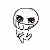 a pixel art drawing of a skeleton crying with tears running down its face .