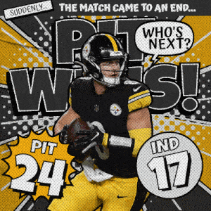 an advertisement for pittsburgh steelers football player pitt wins 24-17