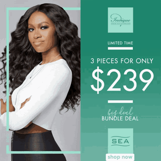 an ad for a bundle deal for $ 239 with a woman