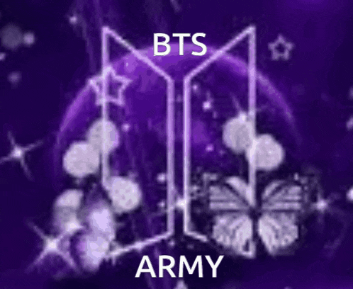a purple background with a butterfly and the words bts army on it .