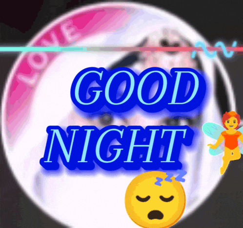 a good night sign with a sleeping smiley face