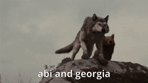 two wolves howling with the words abi and georgia written below them