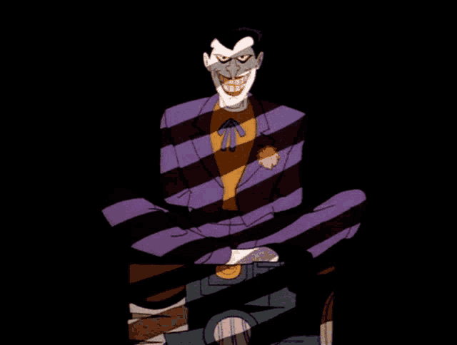 a cartoon of the joker in a striped suit