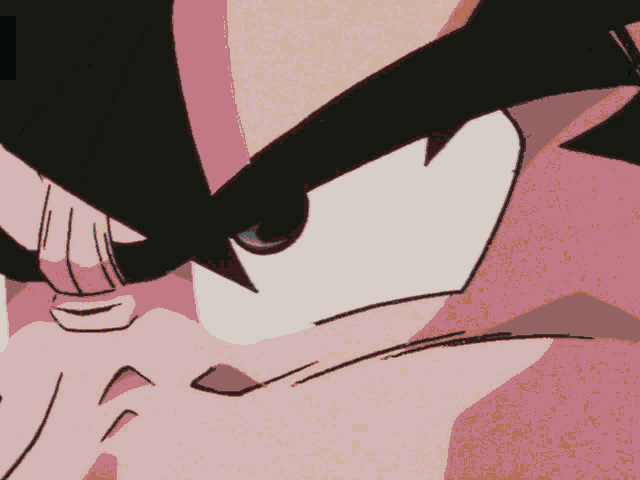 a close up of a cartoon character 's face with a serious look on his face