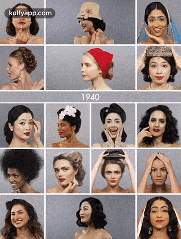 a collage of images of women from 1940