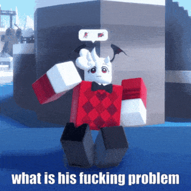 a picture of a cartoon character with the words what is his fucking problem
