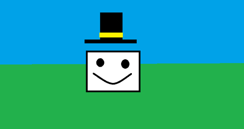 a smiley face with a top hat on a green field .