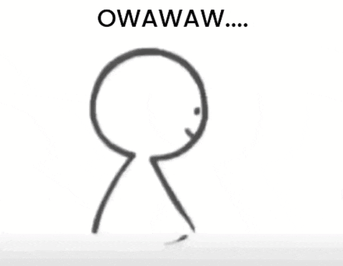 a drawing of a person with a smiley face next to a flip flop and the words owawaw .