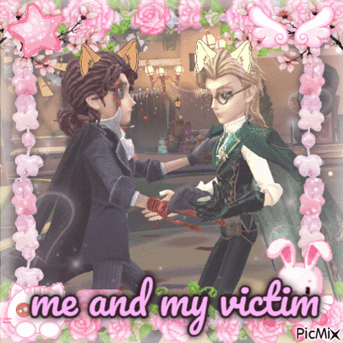 a picture of a couple dancing with the words me and my victim