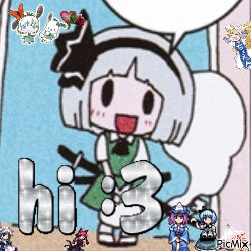 a cartoon of a girl with the number 3 on her head