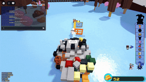 a screenshot of a video game with the number 52 on the screen