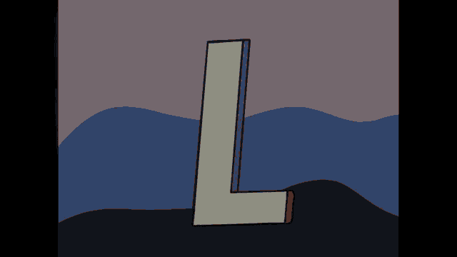 a cartoon drawing of a letter l on a black and white background
