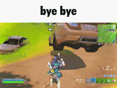 a video game screen with the words bye bye on it