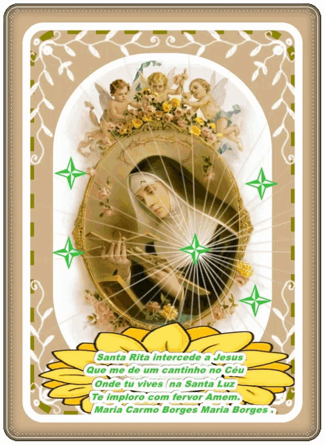 a picture of santa rita intercede a jesus with angels