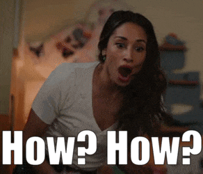 a woman with a surprised look on her face says how