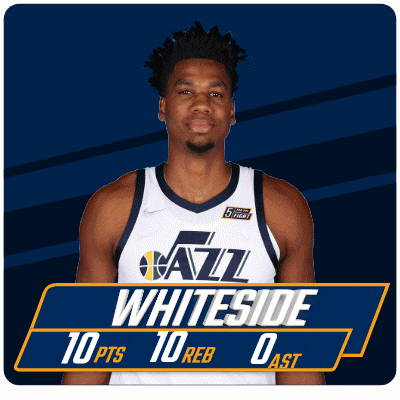 a basketball player named whiteside is wearing a jazz jersey