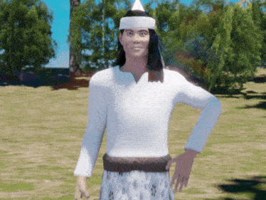 a computer generated image of a man wearing a white shirt and headband