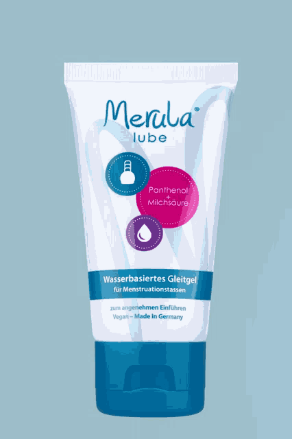 a tube of merula lube has a blue cap
