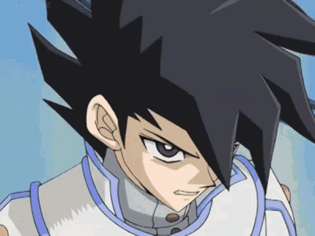 a cartoon character with black hair and a white shirt