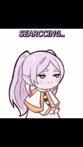 a drawing of a girl with a ponytail and the words searching