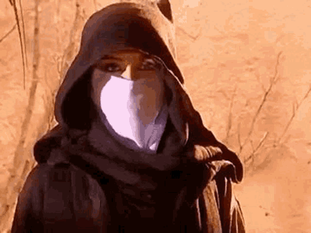 a woman wearing a hooded jacket and a scarf around her face .