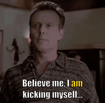 a man in a grey sweater says believe me i am kicking myself