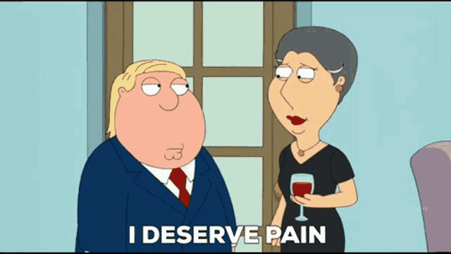 a cartoon character says i deserve pain