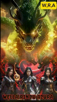 a poster for wella rindu azura shows a dragon and three women in armor