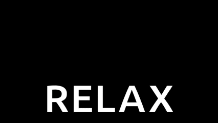 a black and white photo of a man with his hands in the air and the word relax .