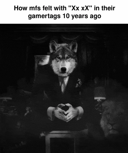 a black and white photo of a wolf wearing a suit