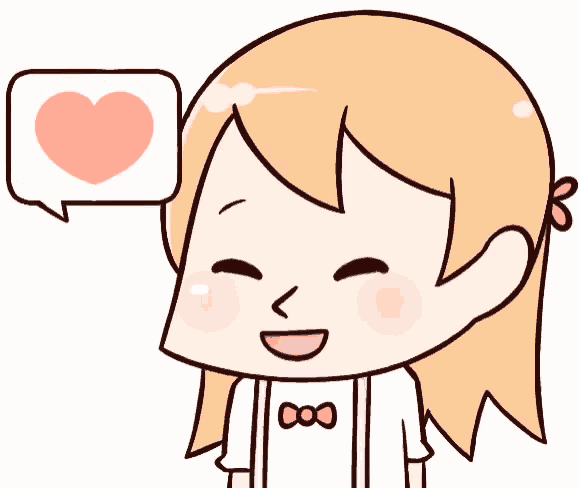 a cartoon girl with a heart in a speech bubble