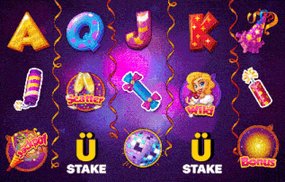 a purple background with a bunch of colorful icons and the words stake and bonus