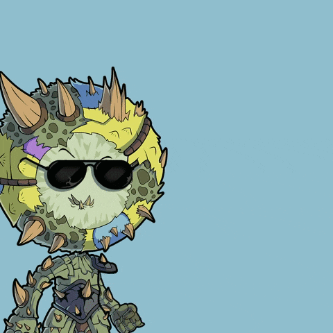 a cartoon character wearing sunglasses is surrounded by money that says $