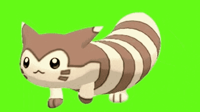 a brown and white striped squirrel is standing on a green screen .