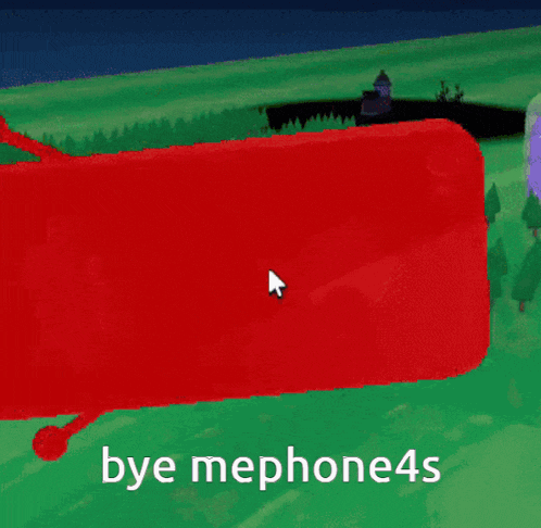 a cartoon house with a cell phone attached to it and the words " bye mephone4s " below it