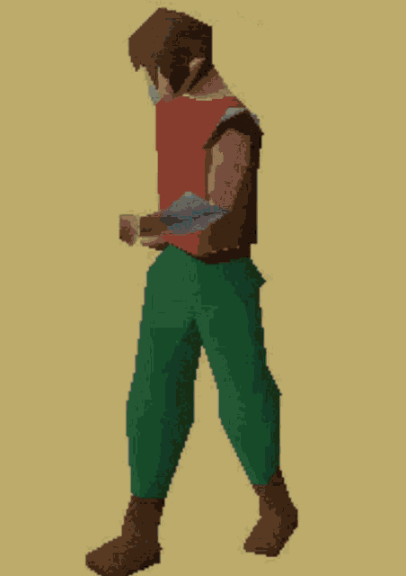 a pixel art of a man in a red shirt