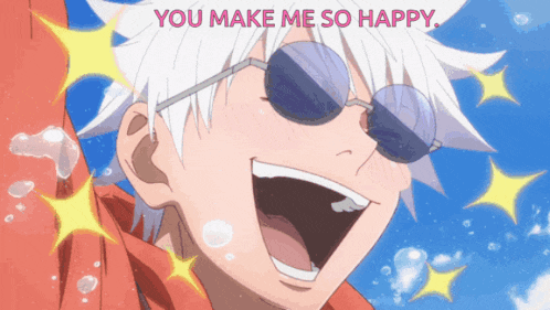 a cartoon character is laughing with the words you make me so happy above him
