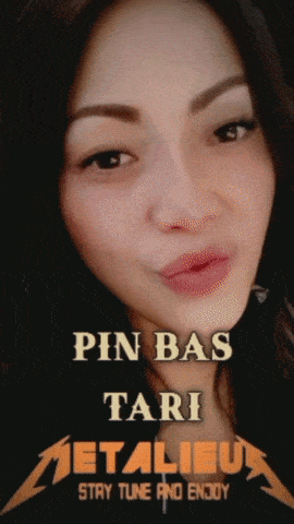 a poster of a woman with the words pin bas tari metallica stay tune and enjoy