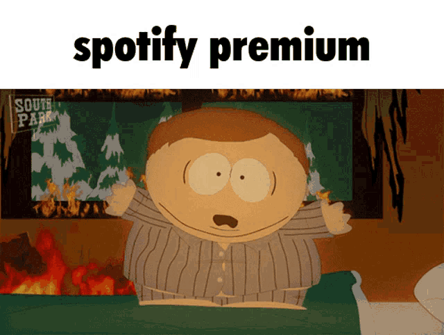 a cartoon character with the words spotify premium on top of him