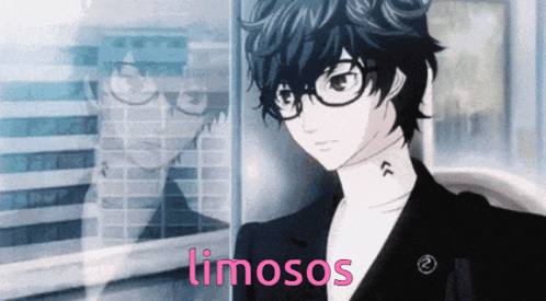 a cartoon character with glasses and the word limosos behind him