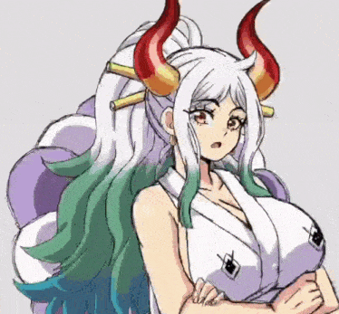 a drawing of a girl with long hair and horns .
