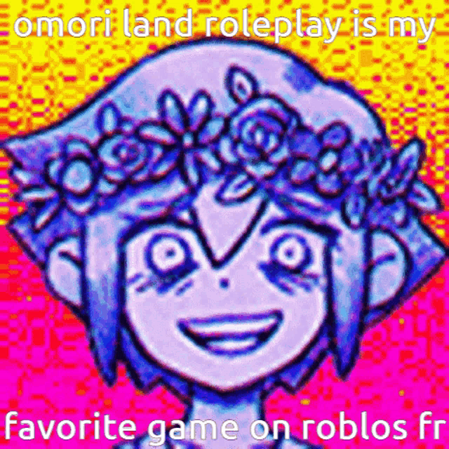 a cartoon character with a flower crown on his head is smiling .