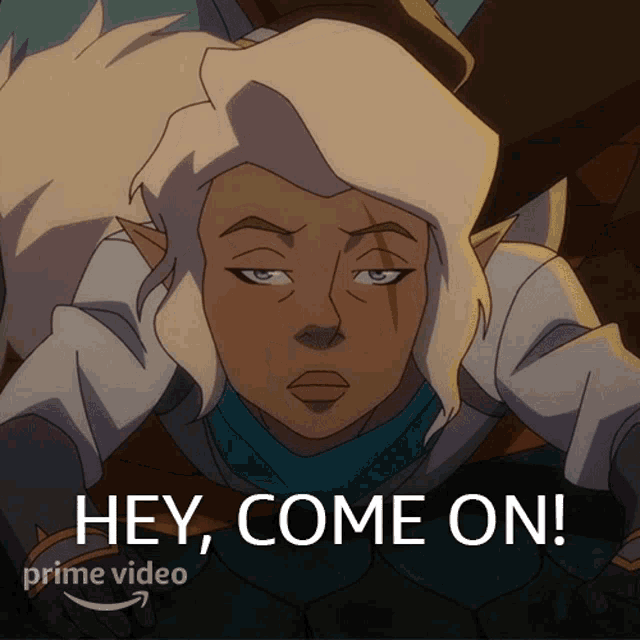 a picture of a cartoon character with the words hey come on on the bottom