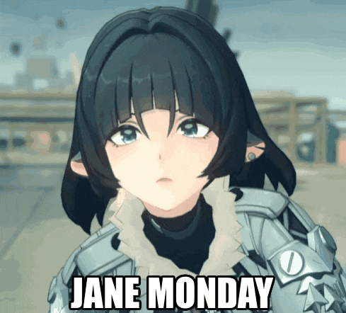 a picture of a girl with the words jane monday on the bottom