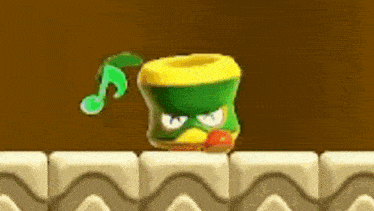 a cartoon character is dancing in a video game while wearing a mask .
