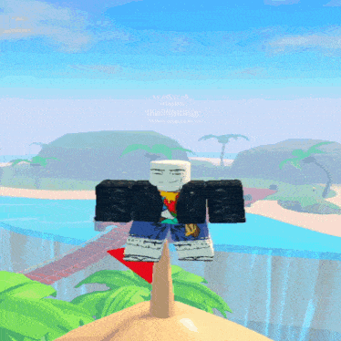 a video game character is sitting on a wooden post and has a level 4 guest liujang